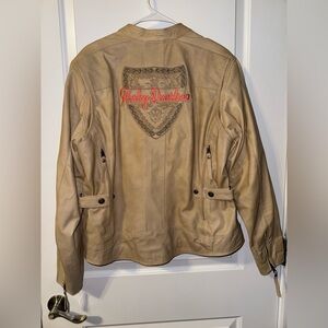 Harley-Davidson Women's Beige Leather Jacket size 1W